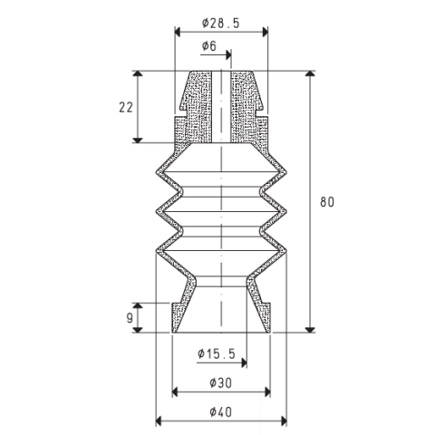 VENTOSA DE GOMA ANTIACEITE ESPECIAL DE FUELLE FUERZA 1.76 KG REF. VUOTOTECNICA 01 40 80 A